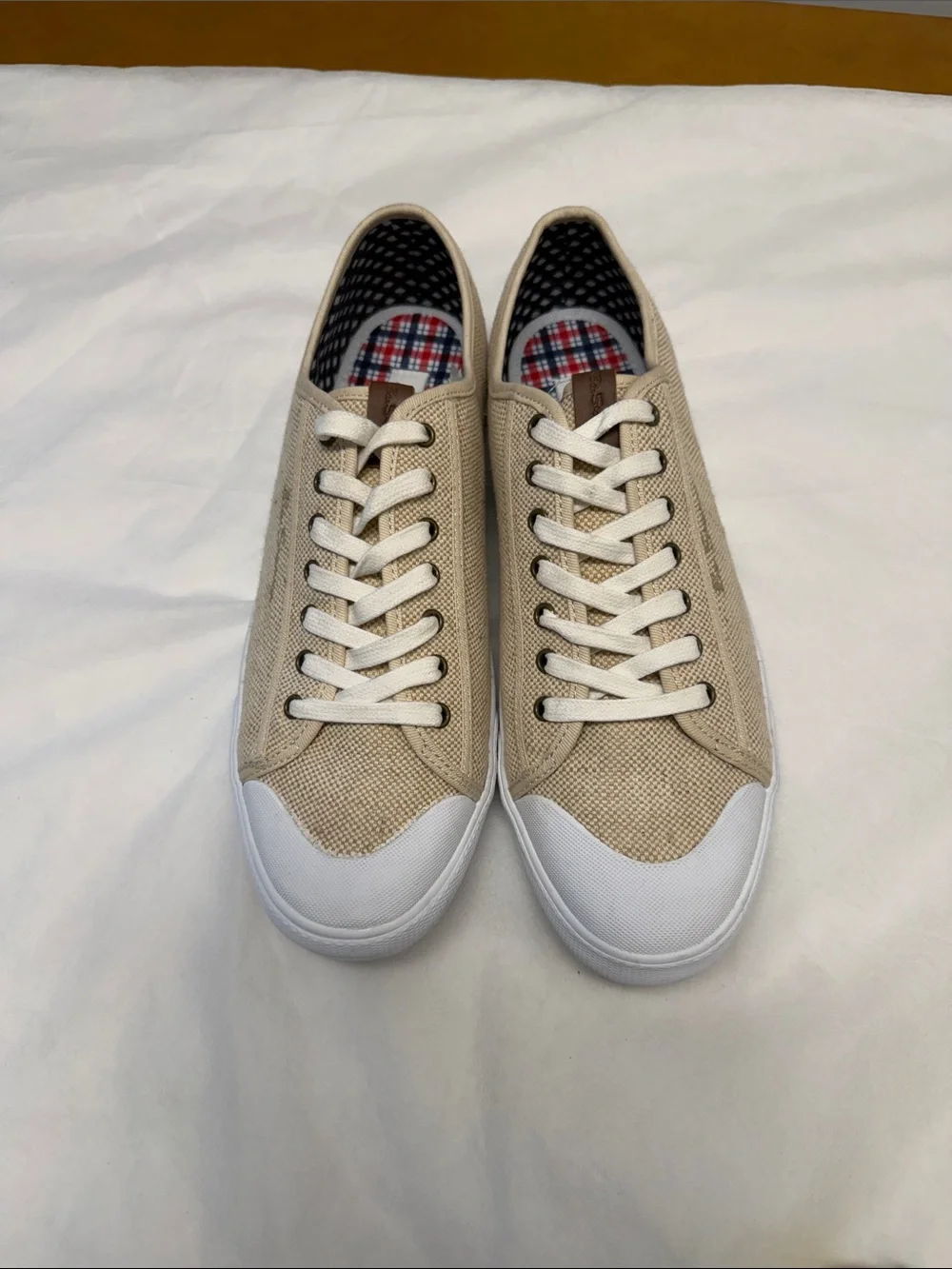 Ben Sherman Men's Beige Canvas Sneakers with White Trim NWOT